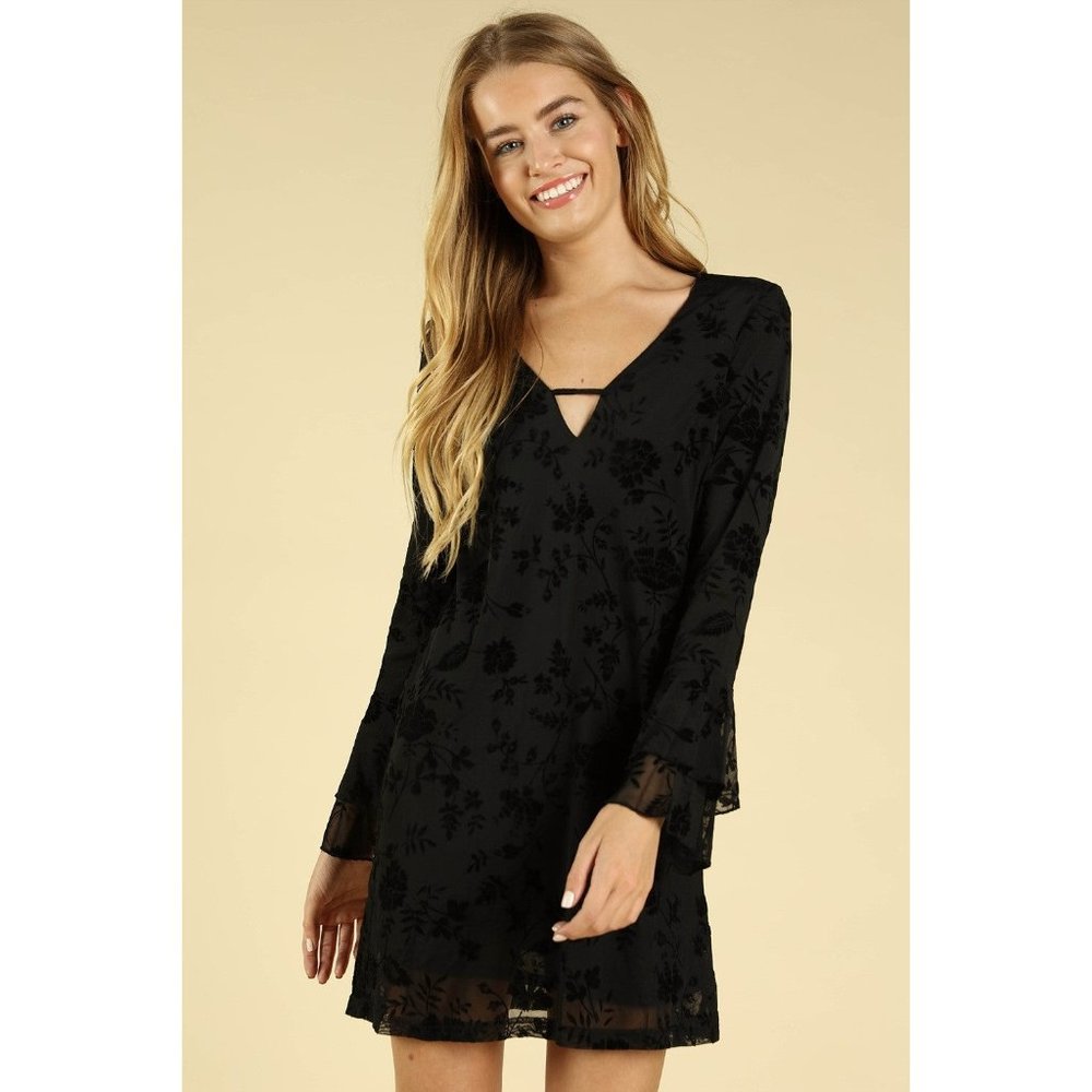 Honey Punch Floral Velvet Burnout Dress